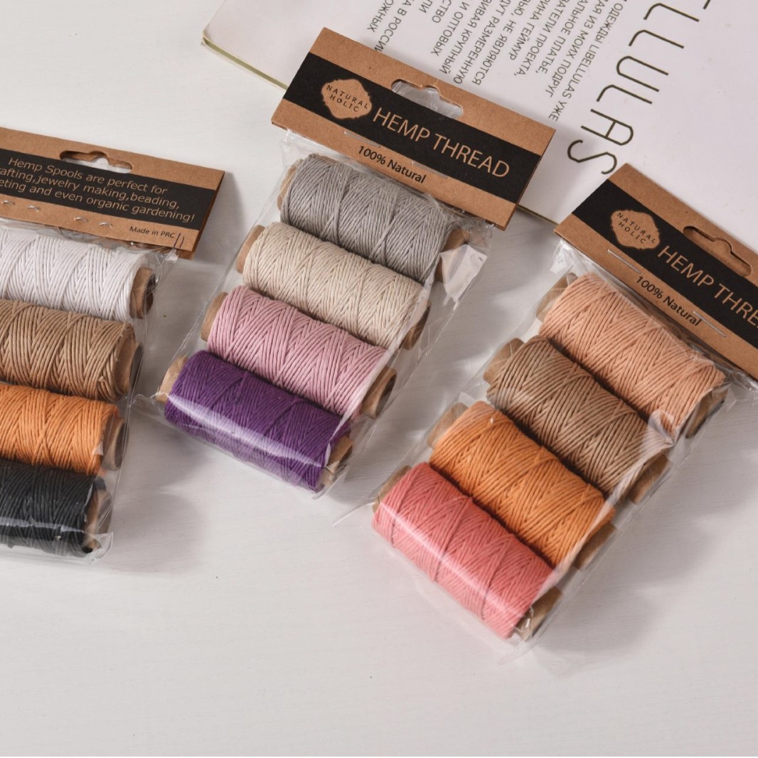 Sewing Thread In Textile - 4 Stück bunter Hanf-Wachsfaden 0,8 mm